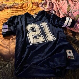 Navy Blue #21 Football Jersey -